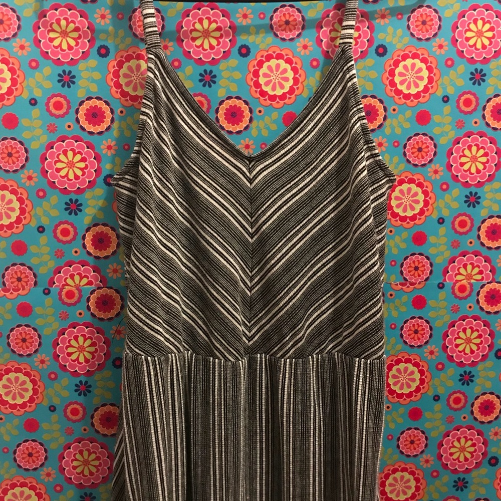 Black and White Stripe Fit & Flare Dress-L